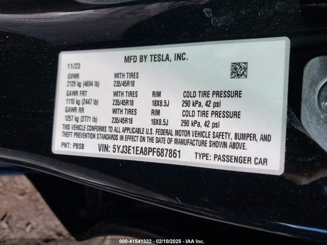 2023 TESLA MODEL 3 5YJ3E1EA8PF687861 Photo 8
