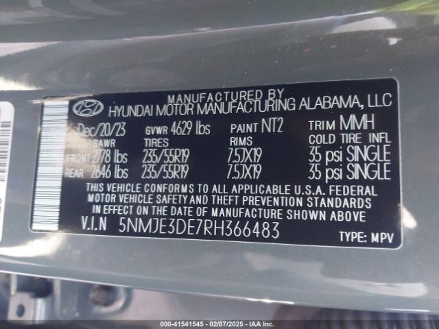 5NMJE3DE7RH366483 Hyundai Tucson Limited