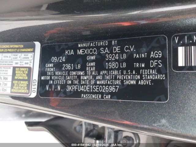 3KPFU4DE1SE026967 KIA K4 Ex
