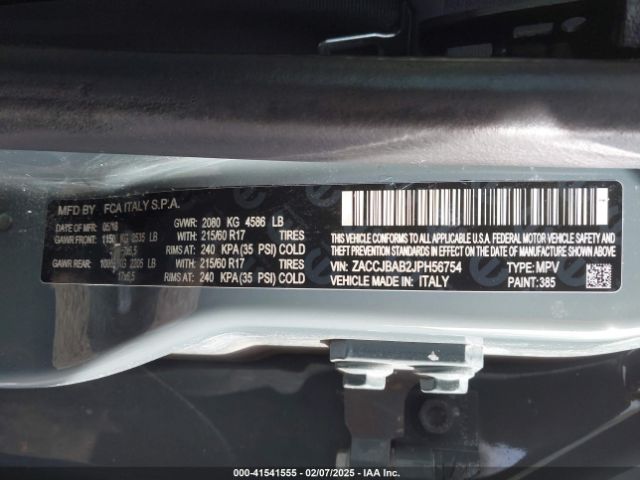 ZACCJBAB2JPH56754 Jeep Renegade Upland Edition 4x4