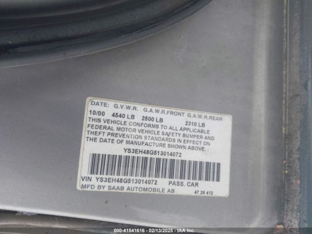 2001 SAAB 9-5 YS3EH48G513014072 Photo 8