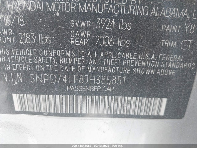 Hyundai ELANTRA SE 2018 5NPD74LF8JH385851 Image 9