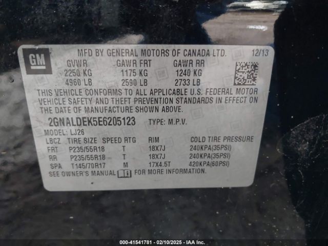 2GNALDEK5E6205123 Chevrolet Equinox Ltz