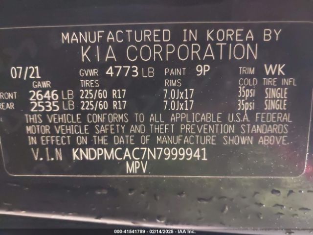KNDPMCAC7N7999941 KIA Sportage Lx