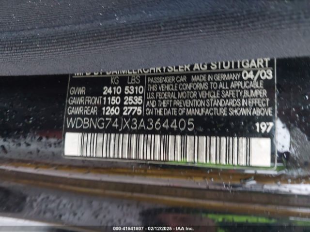 2003 MERCEDES-BENZ S 55 AMG WDBNG74JX3A364405 Photo 8