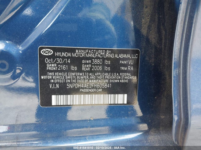 Hyundai ELANTRA SE 2015 5NPDH4AE2FH605841 Image 9