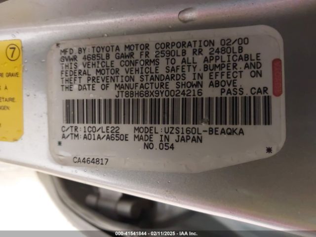 2000 LEXUS GS 400 JT8BH68X9Y0024216 Photo 8