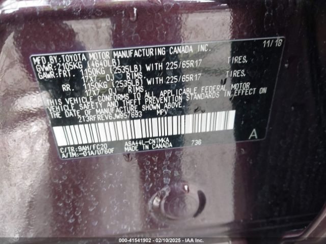 2T3RFREV6JW857693 Toyota Rav4 Adventure/xle