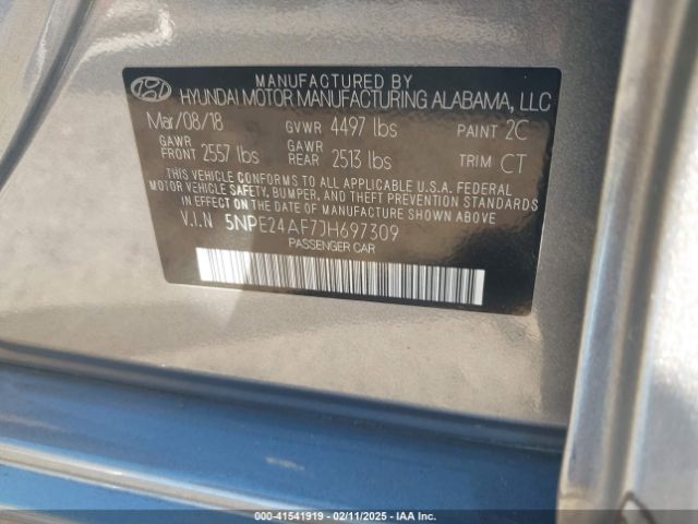 5NPE24AF7JH697309 Hyundai SONATA SE