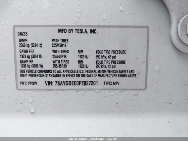 7SAYGDEE0PF827201 Tesla Model Y Awd/long Range Dual Motor All-wheel Drive