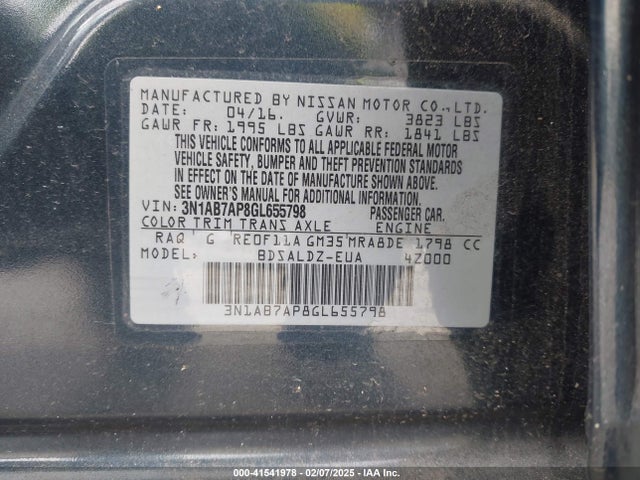 Nissan SENTRA SV 2016 3N1AB7AP8GL655798 Image 9