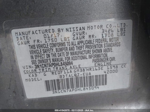 Nissan Versa 1.6 Sv 2017 3N1CN7AP0HL845094 Image 9
