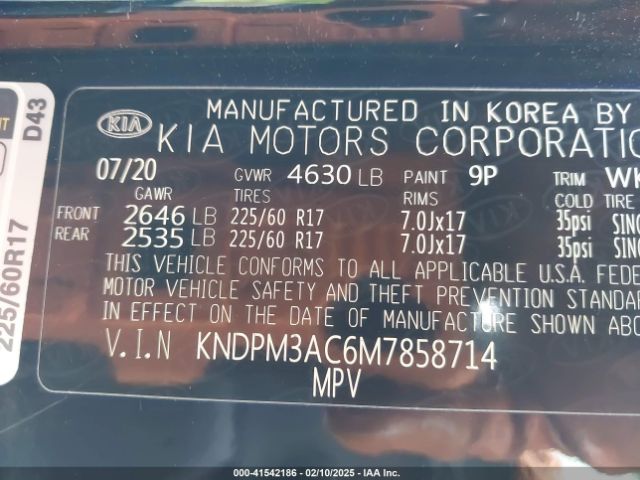 KNDPM3AC6M7858714 KIA Sportage Lx