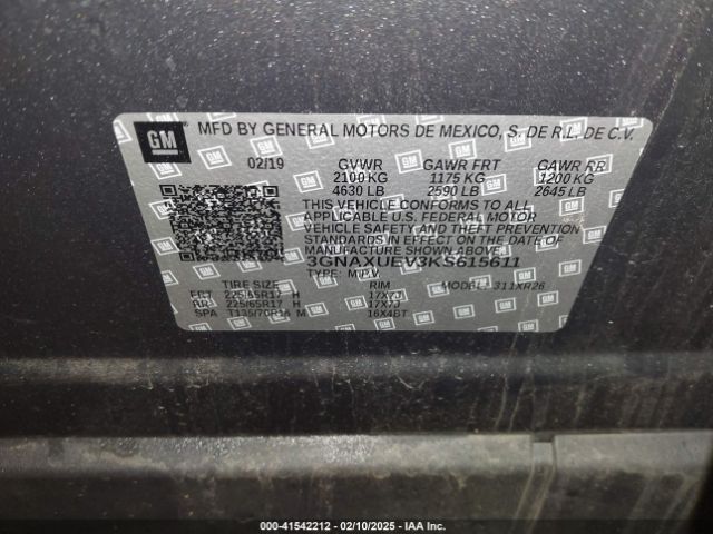 3GNAXUEV3KS615611 Chevrolet EQUINOX LT