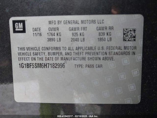 1G1BF5SM6H7182996 Chevrolet Cruze Premier Auto