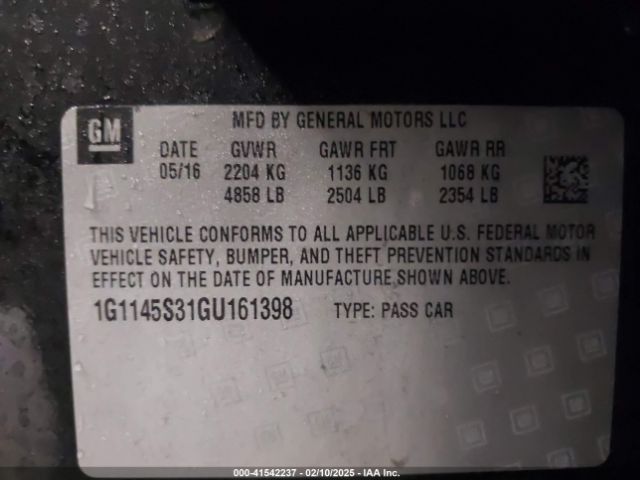1G1145S31GU161398 Chevrolet IMPALA 2LZ