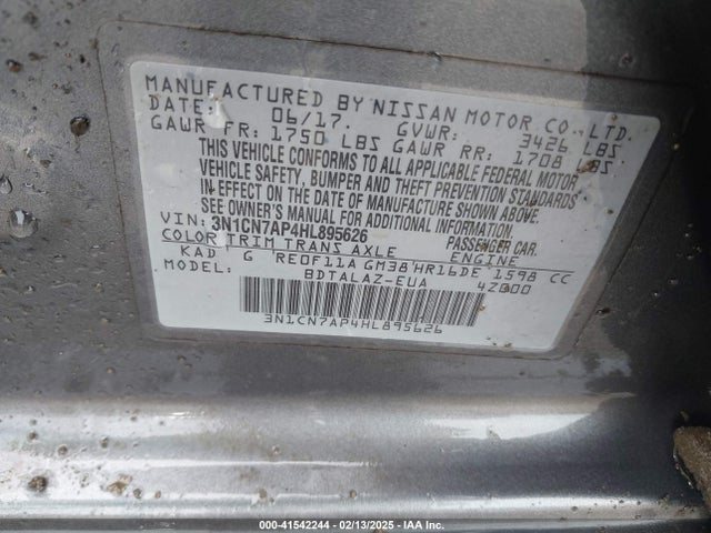 Nissan Versa 1.6 S+ 2017 3N1CN7AP4HL895626 Image 9