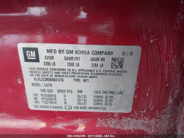 2019 BUICK ENCORE KL4CJCSM0KB841216 Photo 8