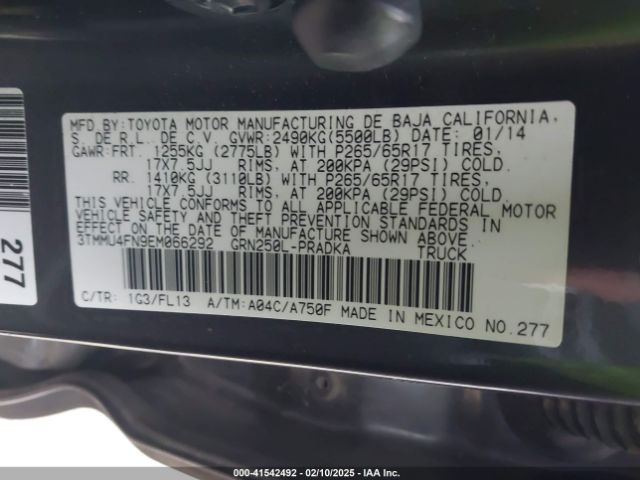 3TMMU4FN9EM066292 Toyota Tacoma Double Cab Long Bed