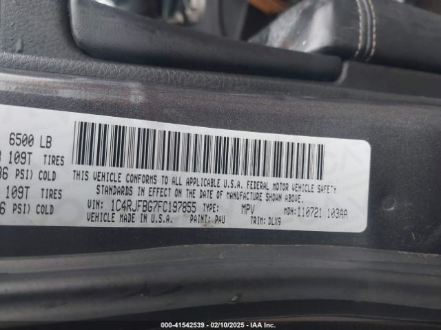 1C4RJFBG7FC197855 Jeep Grand Cherokee Limited