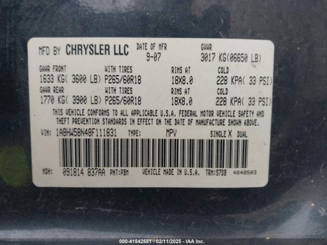 2008 CHRYSLER ASPEN 1A8HW58N48F111831 Photo 8