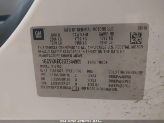 1GCVKNEC2GZ344905 Chevrolet Silverado 1500 Wt
