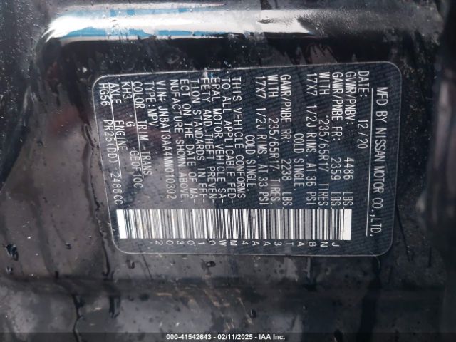 JN8AT3AA4MW010302 Nissan Rogue S Fwd