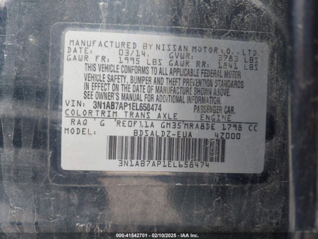 3N1AB7AP1EL658474 Nissan SENTRA SV