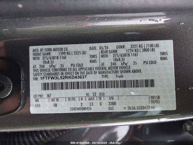 1FTFW3L52RKD43637 Ford F-150 Xlt