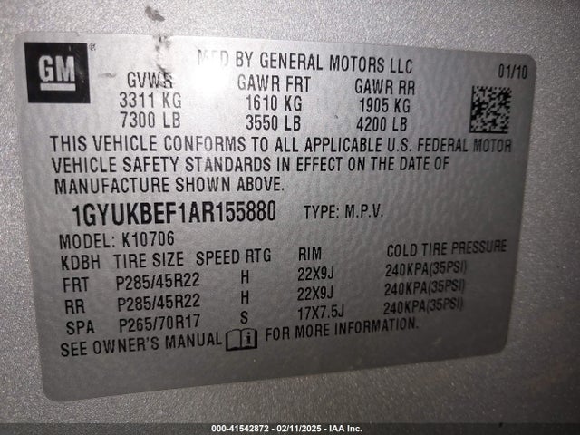 2010 CADILLAC ESCALADE 1GYUKBEF1AR155880 Photo 8