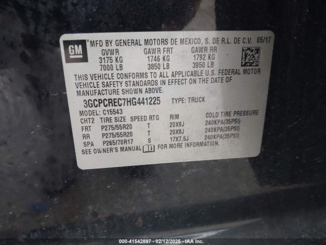 3GCPCREC7HG441225 Chevrolet Silverado 1500 1lt