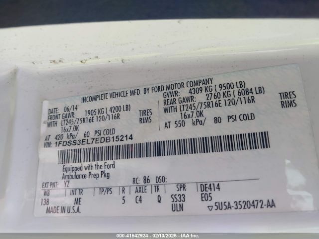 1FDSS3EL7EDB15214 Ford E-350 Super Duty Commercial