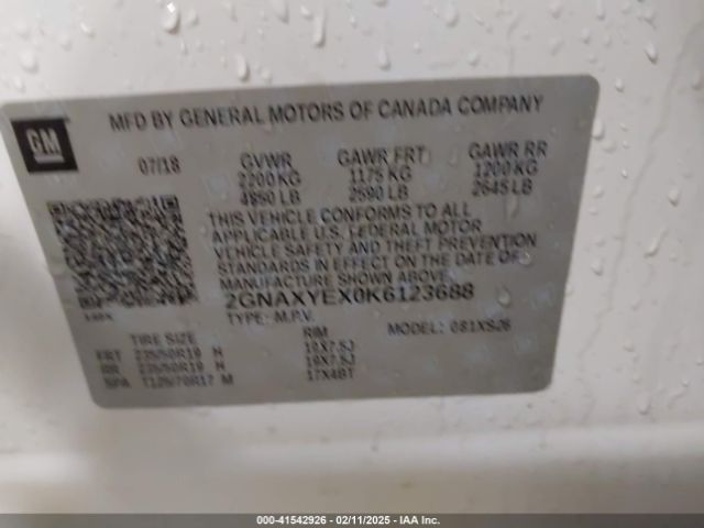 2GNAXYEX0K6123688 Chevrolet Equinox Premier