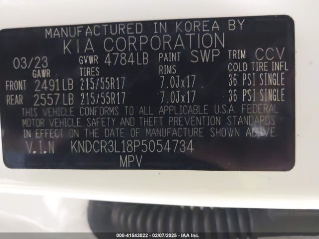 KNDCR3L18P5054734 KIA Niro Ev Wind