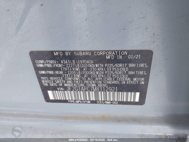 Subaru na 2021 JF2GTAPC7M8312921 Image 9
