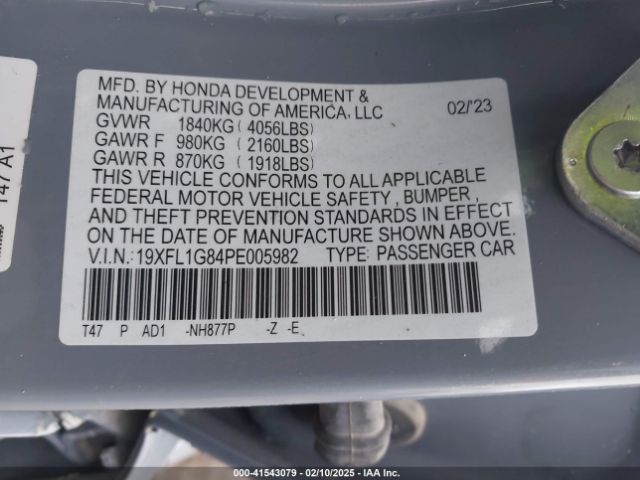 19XFL1G84PE005982 Honda Civic Sport Touring