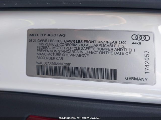 2021 AUDI A6 WAUD3AF29MN102961 Photo 8