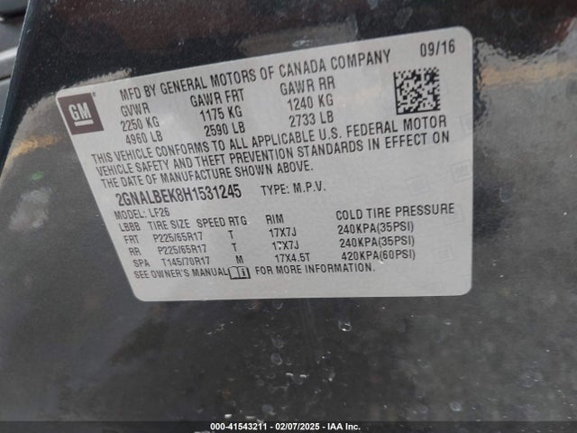 Chevrolet EQUINOX LS 2017 2GNALBEK8H1531245 Image 9