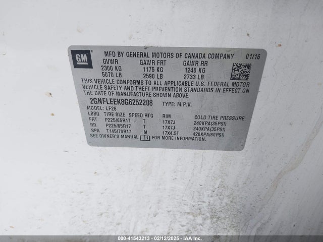 Chevrolet EQUINOX LS 2016 2GNFLEEK8G6252208 Image 9