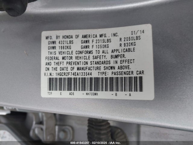 Honda ACCORD EX 2014 1HGCR2F74EA133544 Image 9