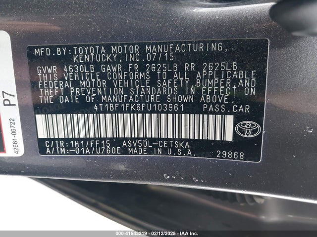 Toyota CAMRY SE 2015 4T1BF1FK6FU103961 Image 9
