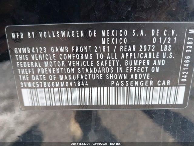3VWC57BU6MM041644 Volkswagen Jetta 1.4t R-line/1.4t S/1.4t Se