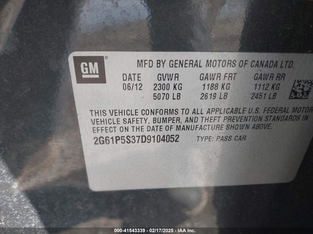 2013 CADILLAC XTS 2G61P5S37D9104052 Photo 8