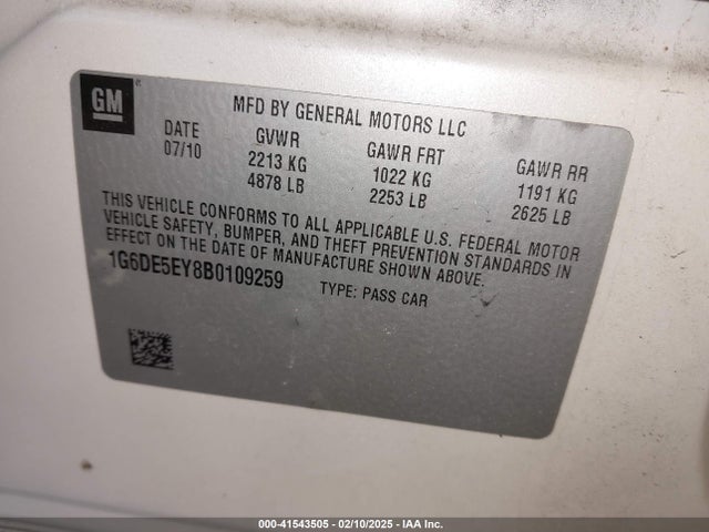 2011 CADILLAC CTS 1G6DE5EY8B0109259 Photo 8
