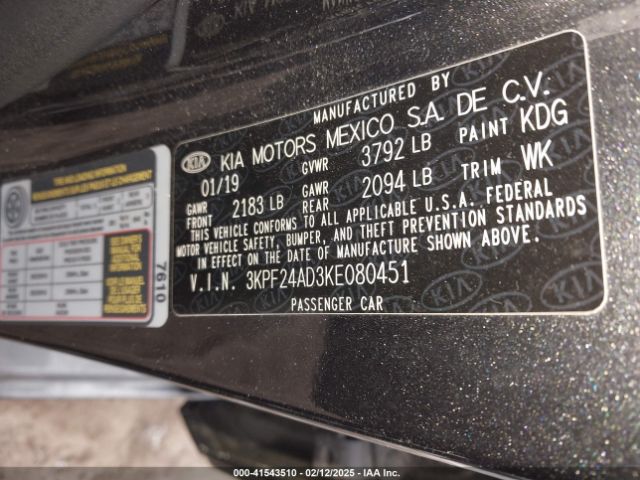 3KPF24AD3KE080451 KIA Forte Lxs