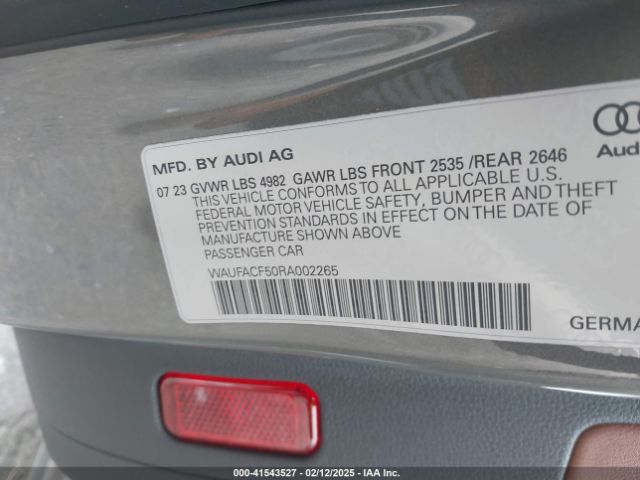 WAUFACF50RA002265 Audi A5 Sportback Premium Plus 45 Tfsi Quattro S Tronic
