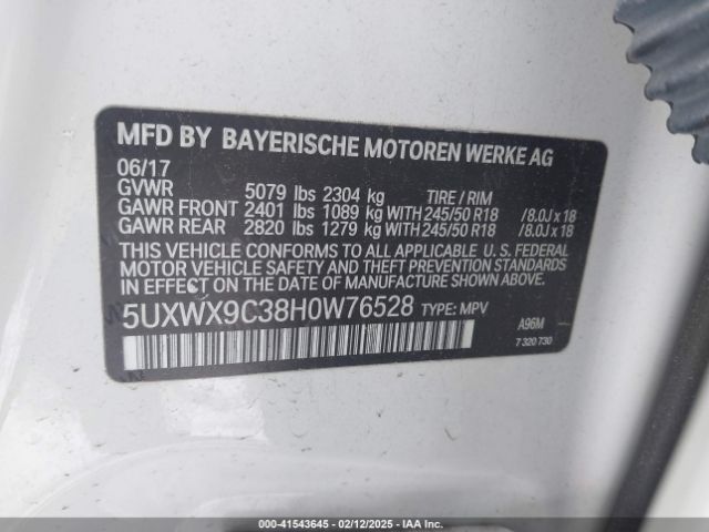 5UXWX9C38H0W76528 BMW X3 Xdrive28i