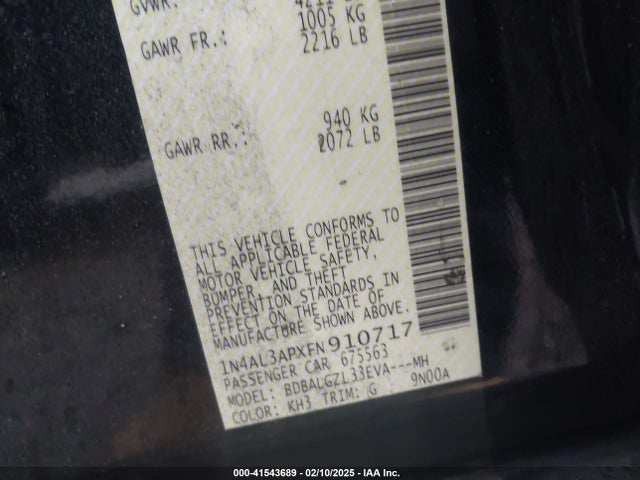 1N4AL3APXFN910717 Nissan Altima 2.5 S