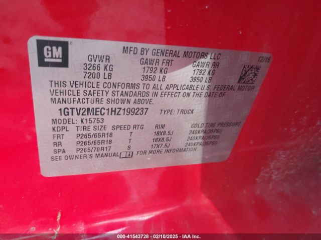 1GTV2MEC1HZ199237 GMC Sierra 1500 Sle