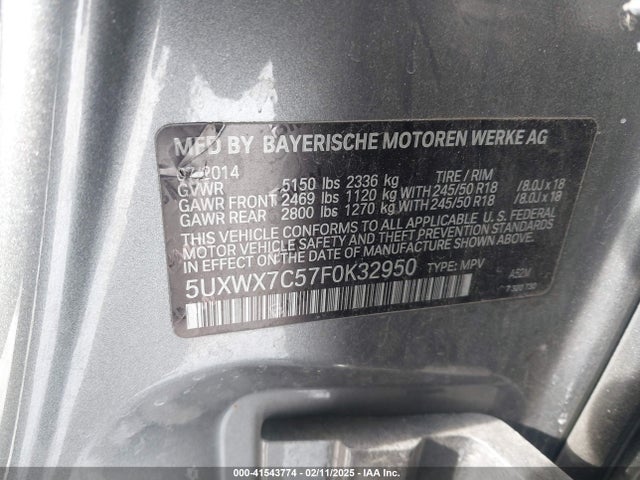 5UXWX7C57F0K32950 BMW X3 Xdrive35i